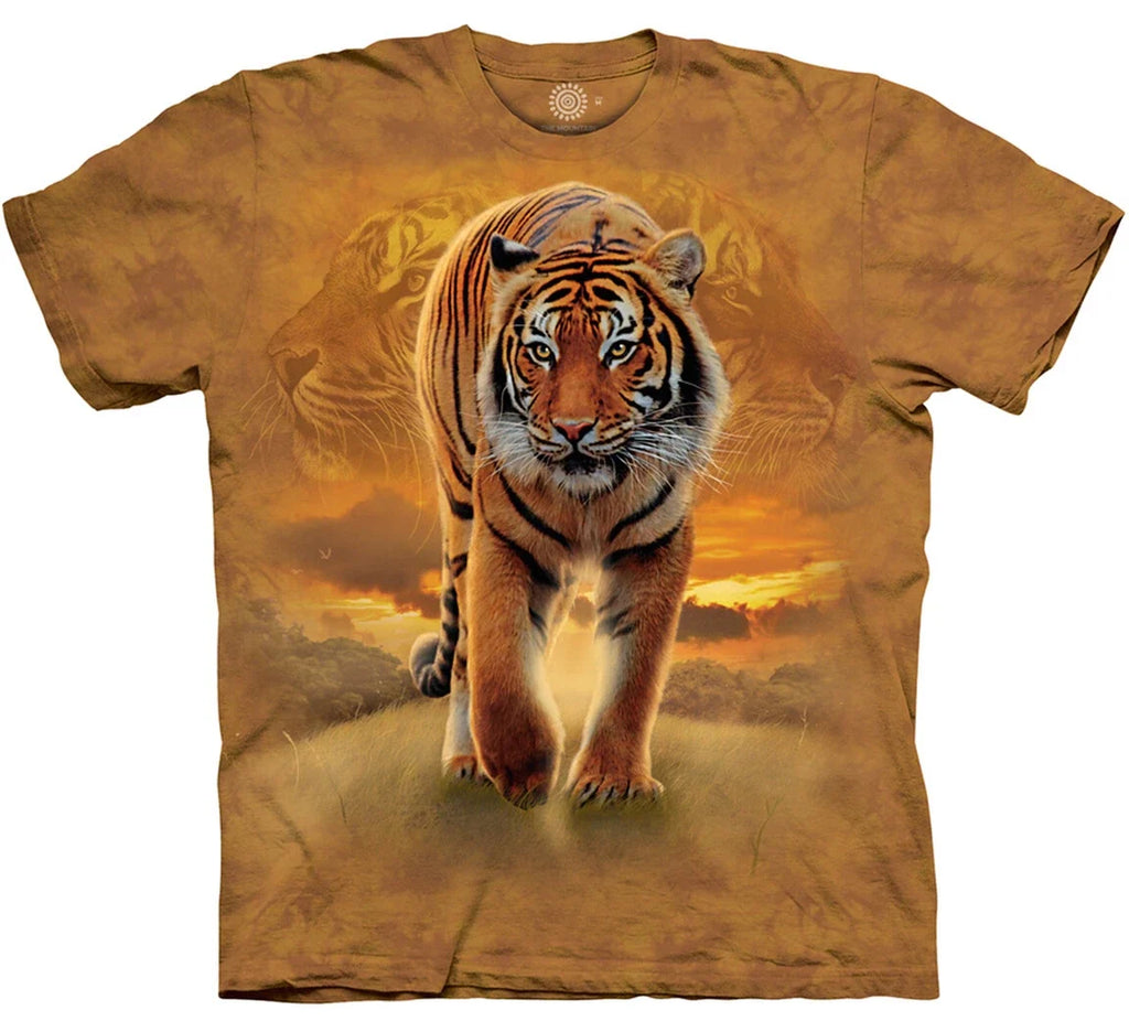 Rising Sun Tiger King Exotic Vintage Tigers Mountain - Adult & Kids T-Shirts, Sweatshirts & Hoodies apparel design preview 1
