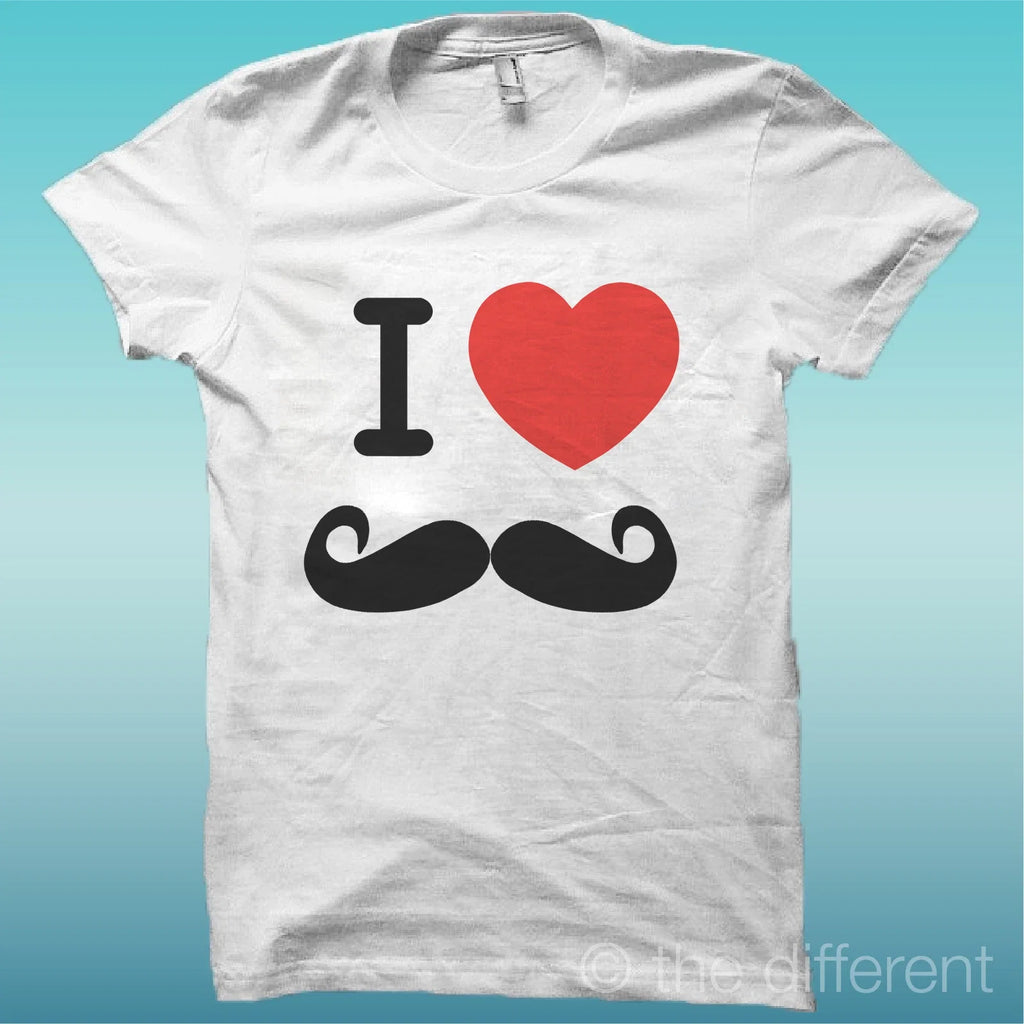 I Love Mustache White The Happiness Is Have My New - Adult & Kids T-Shirts, Sweatshirts & Hoodies apparel design preview 1