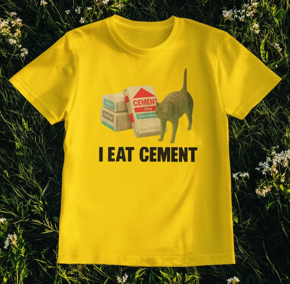 I Eat Cement Meme Absurd Cat Graphic for Weirdcore - Adult & Kids T-Shirts, Sweatshirts & Hoodies apparel design preview 1