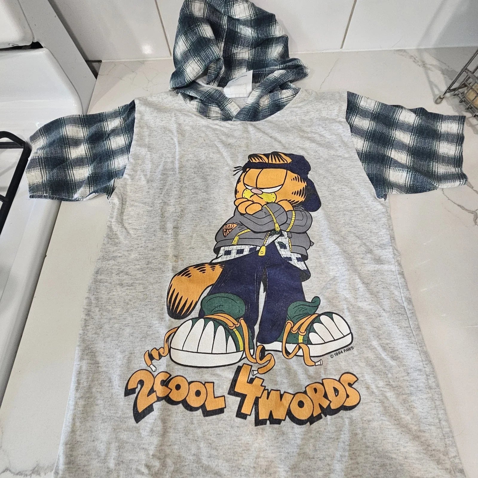 RARE!!! Vintage 90's Garfield Hooded Street Drip - Adult & Kids T-Shirts, Sweatshirts & Hoodies apparel design preview 1
