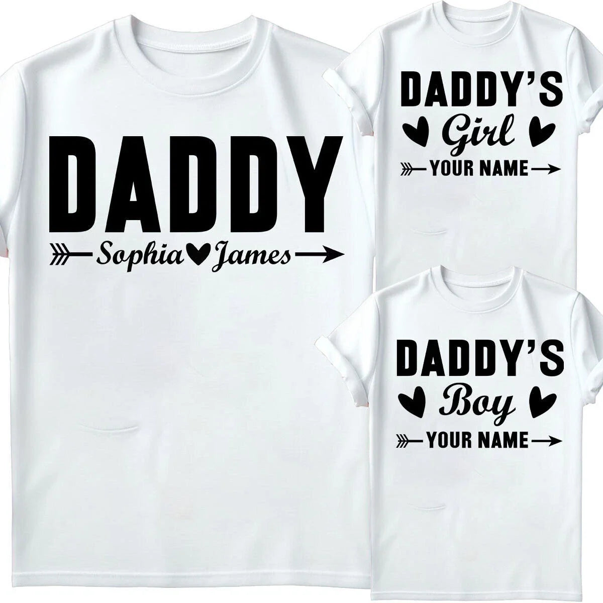 Personalised Daddy Daddys Boys Girls Fathers Day Kids - Adult & Kids T-Shirts, Sweatshirts & Hoodies apparel design preview 1