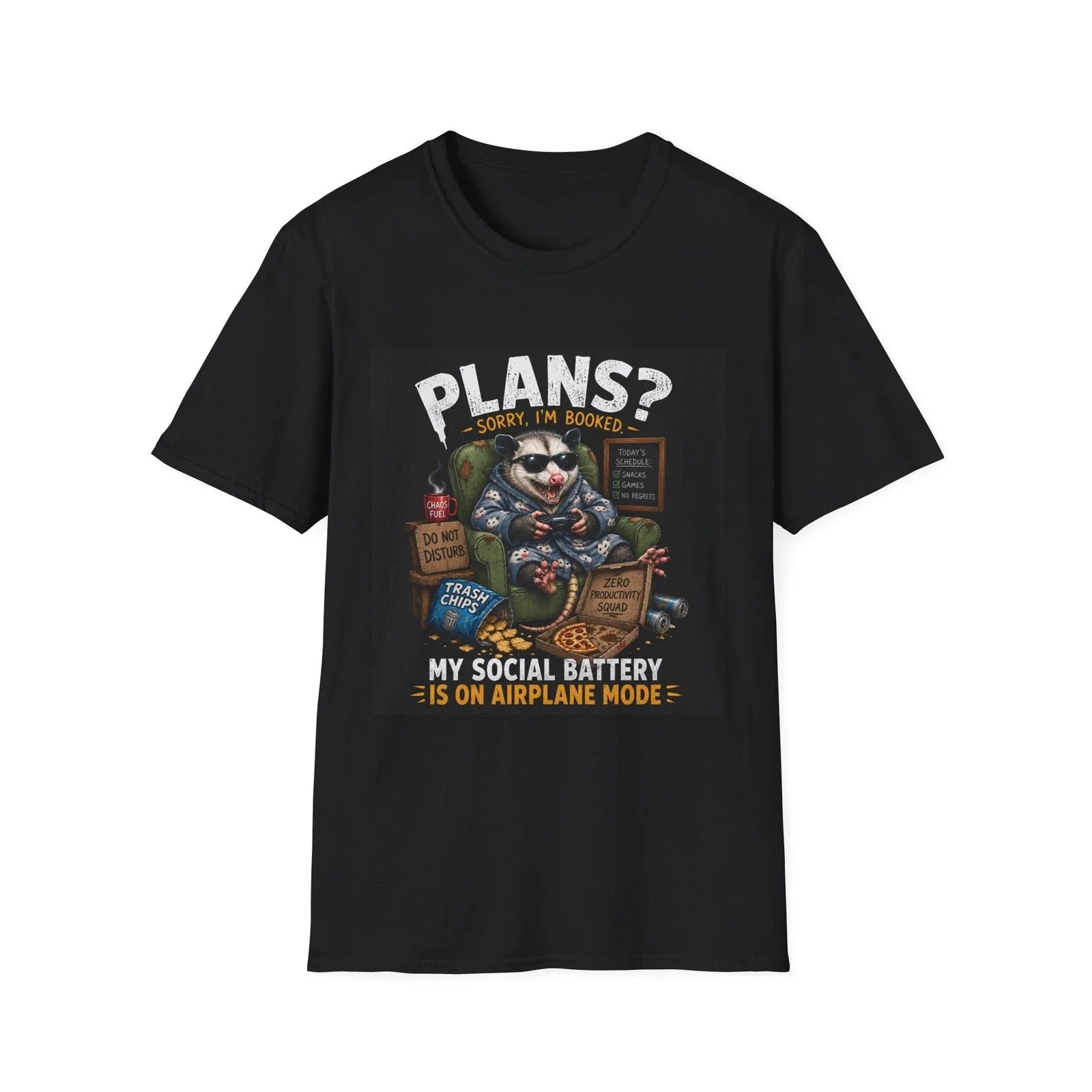 "Plans? Sorry I'm Booked" Possum Introvert - Adult & Kids T-Shirts, Sweatshirts & Hoodies apparel design preview 1