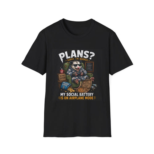 "Plans? Sorry I'm Booked" Possum Introvert - Adult & Kids T-Shirts, Sweatshirts & Hoodies apparel design preview 1