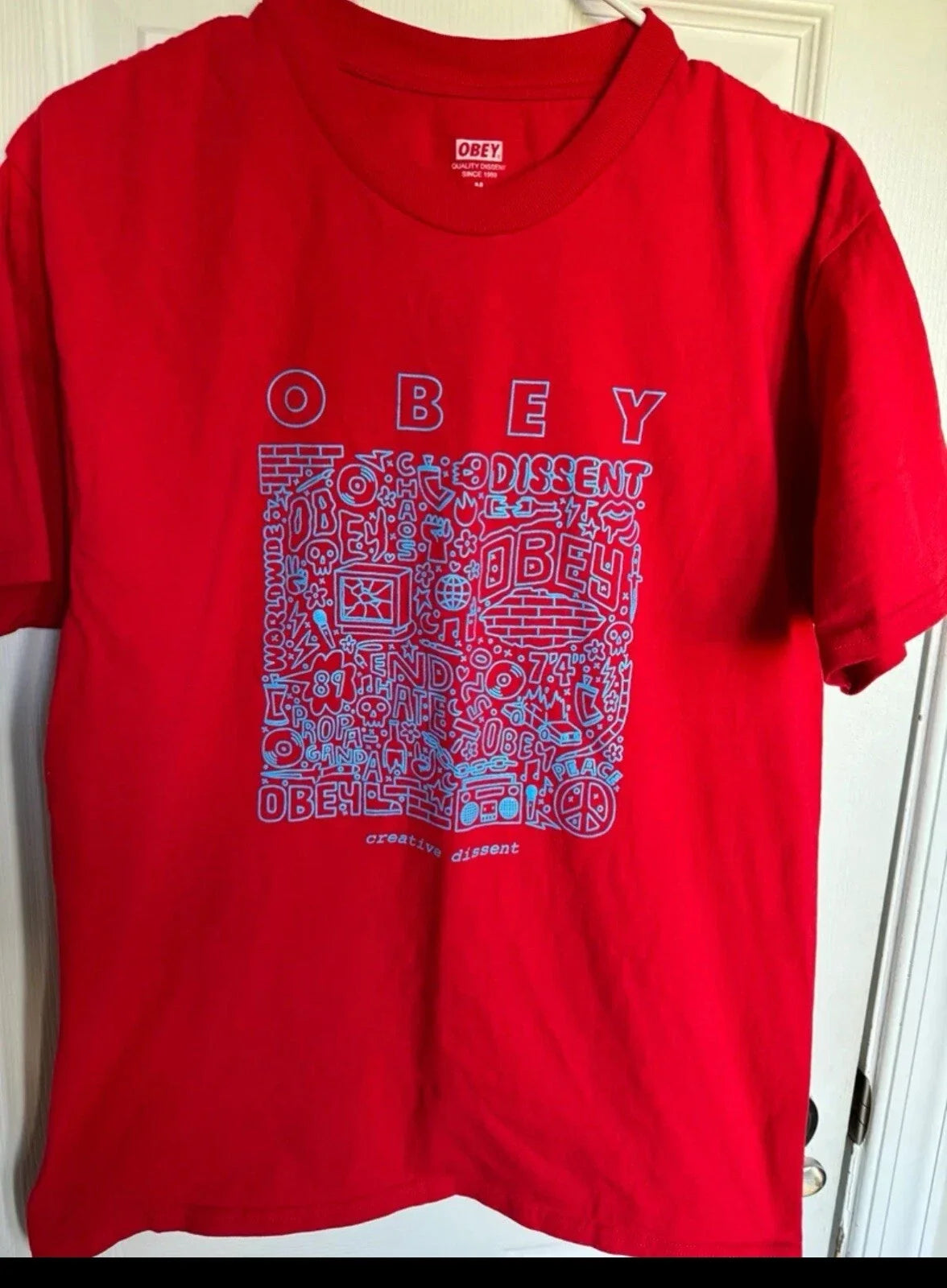 Obey Worldwide Quality Creative Dissent Medium Red - Adult & Kids T-Shirts, Sweatshirts & Hoodies apparel design preview 1