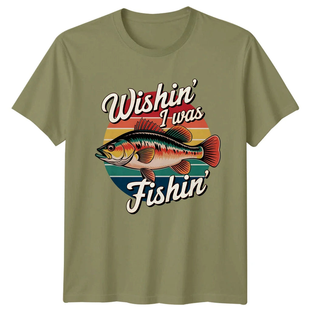 Wishin I Was Fishin Mens Fishing Hobbies Graphic - Adult & Kids T-Shirts, Sweatshirts & Hoodies apparel design preview 1