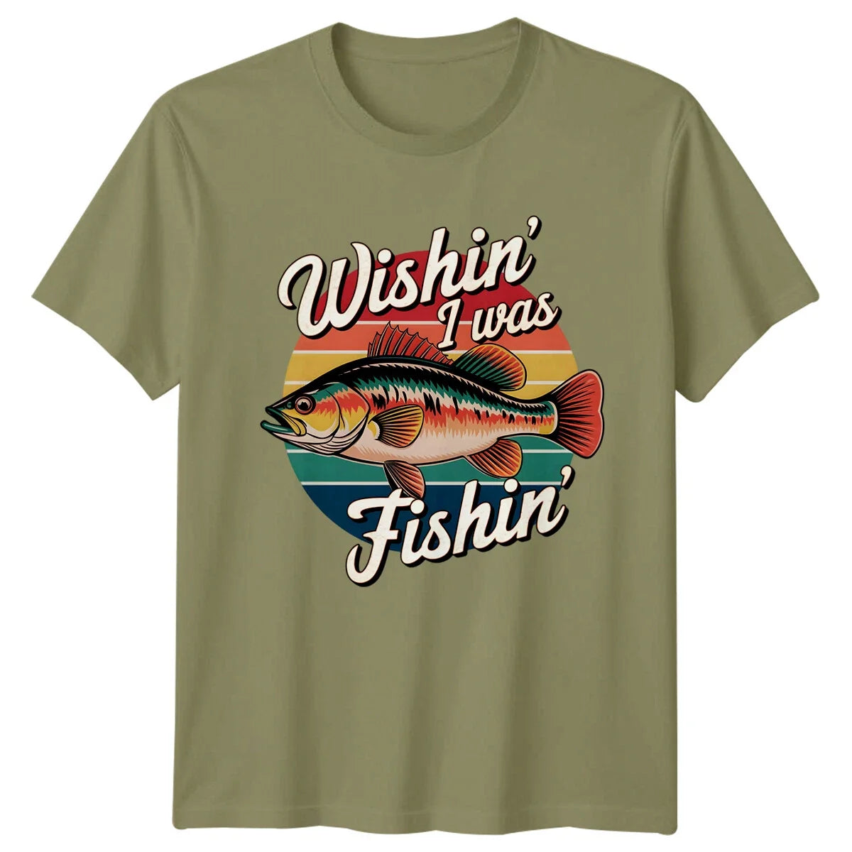 Wishin I Was Fishin Mens Fishing Hobbies Graphic - Adult & Kids T-Shirts, Sweatshirts & Hoodies apparel design preview 1