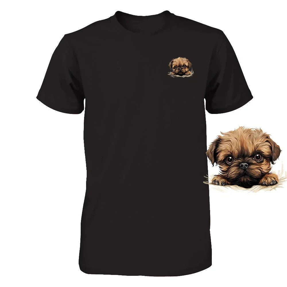 Funny Brussels Griffon Dog Peeking Pocket Cute Puppy - Adult & Kids T-Shirts, Sweatshirts & Hoodies apparel design preview 1