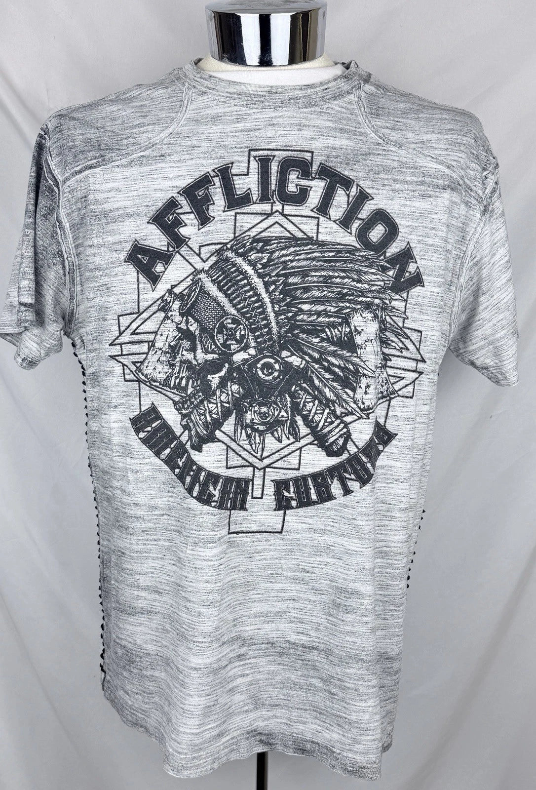Y2K Affliction American Customs Indian Skull Two - Adult & Kids T-Shirts, Sweatshirts & Hoodies apparel design preview 1