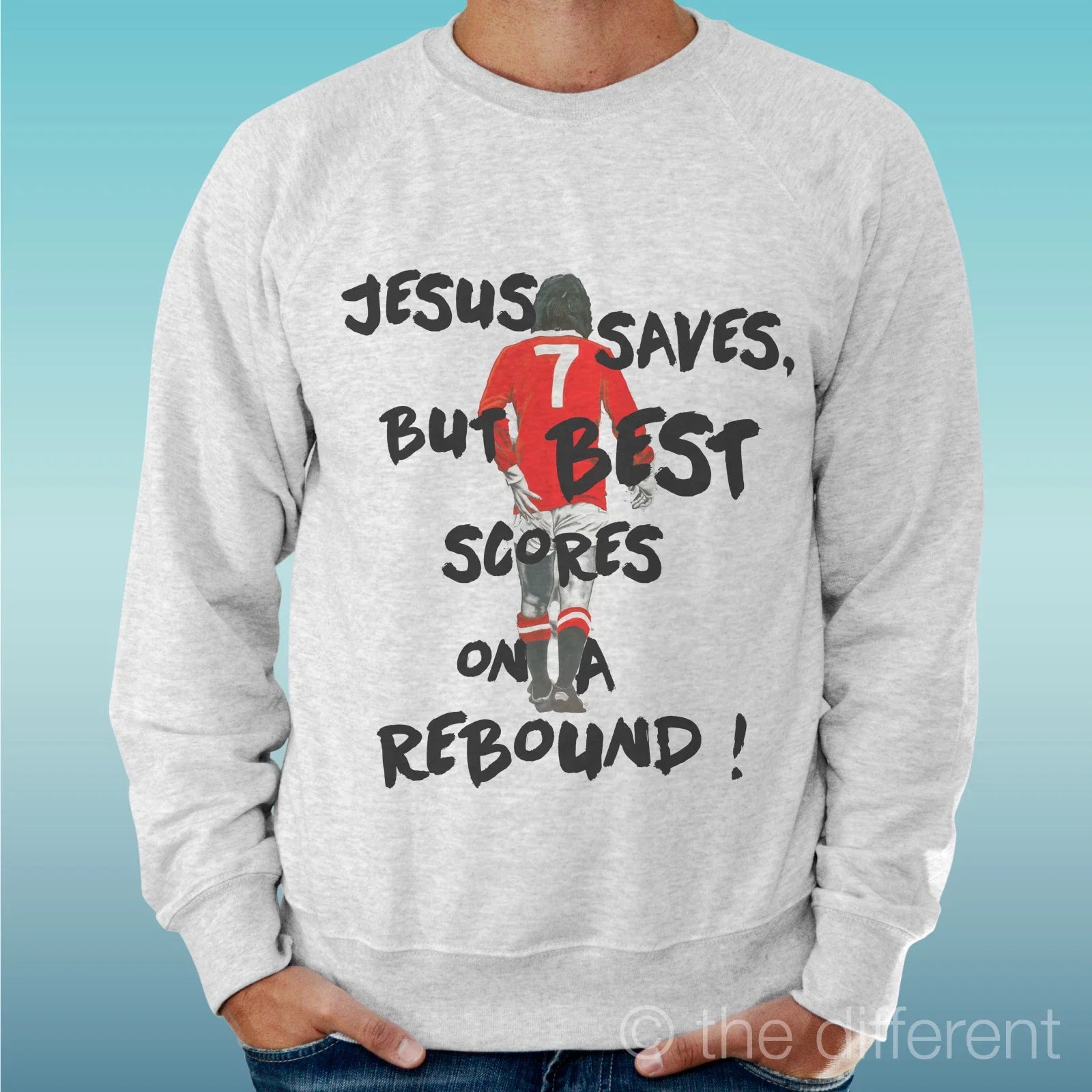 Light Men's Sweater Grey George Best God Goal Phrase - Adult & Kids T-Shirts, Sweatshirts & Hoodies apparel design preview 1