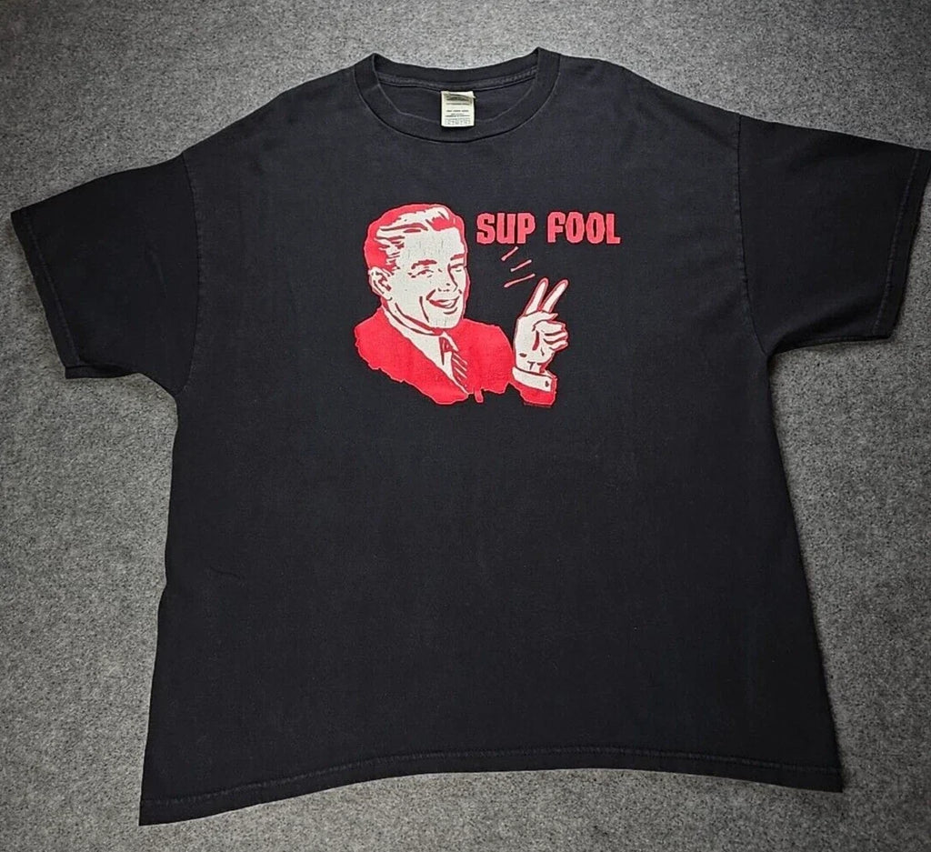 Y2K Skater "Sup Fool" Great Graphic! Black XL - Adult & Kids T-Shirts, Sweatshirts & Hoodies apparel design preview 1