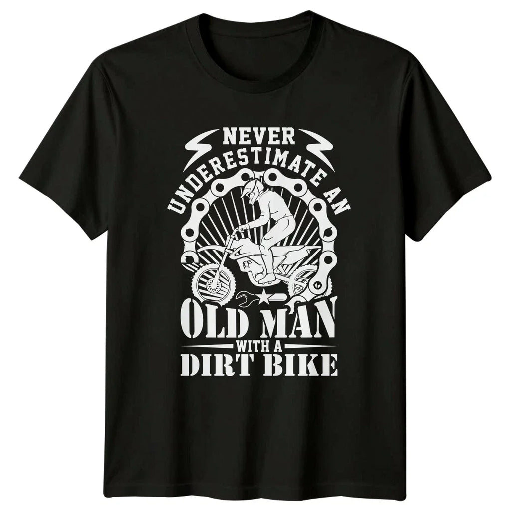 Never Underestimate An Old Man Mens Dirt Bike - Adult & Kids T-Shirts, Sweatshirts & Hoodies apparel design preview 1