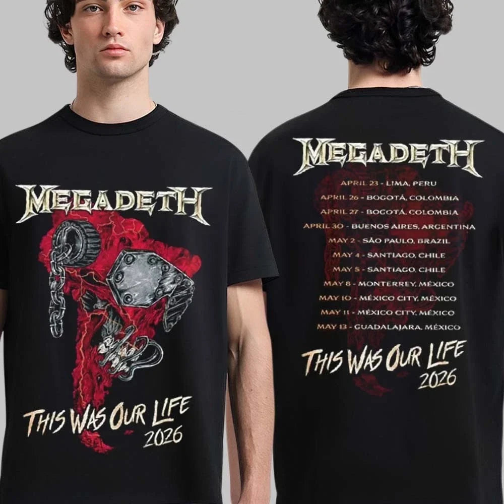 Megadeth This Was Our Life 2026 Latin America Tour - Adult & Kids T-Shirts, Sweatshirts & Hoodies apparel design preview 1