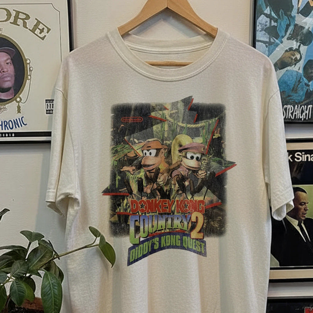90s Donkey Kong Country 2 Diddys Quest Classic White - Adult & Kids T-Shirts, Sweatshirts & Hoodies apparel design preview 1