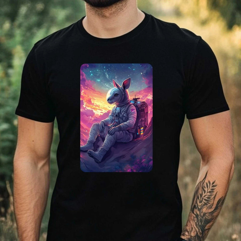 Mens Kangaroo Astronaut Print Cotton Size XS to 5XL - Adult & Kids T-Shirts, Sweatshirts & Hoodies apparel design preview 1