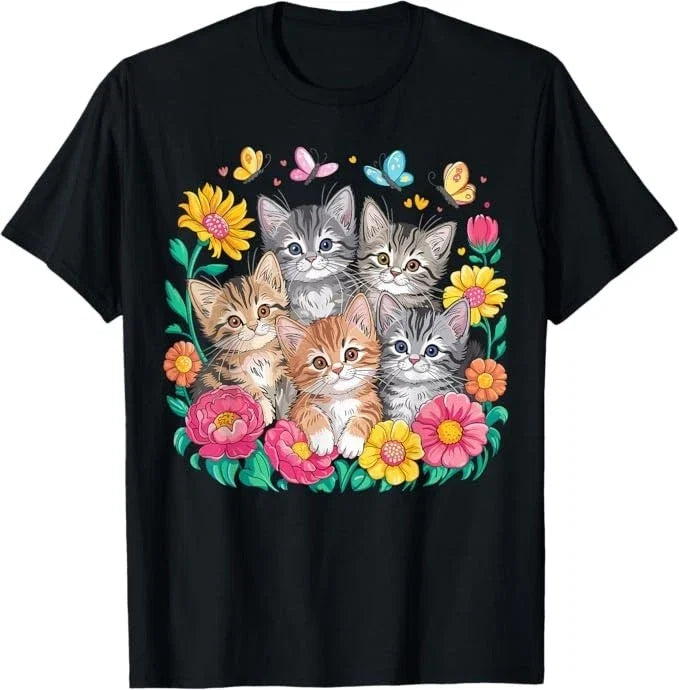 Cat Colorful Kittens Floral - Adult & Kids T-Shirts, Sweatshirts & Hoodies apparel design preview 1
