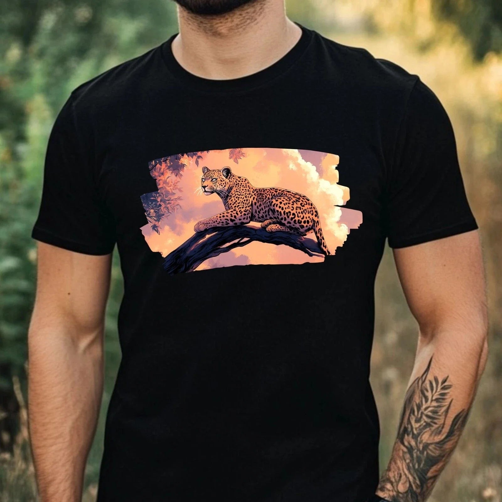 Mens Leopard Anime Style Print Cotton Size XS to 5XL - Adult & Kids T-Shirts, Sweatshirts & Hoodies apparel design preview 1