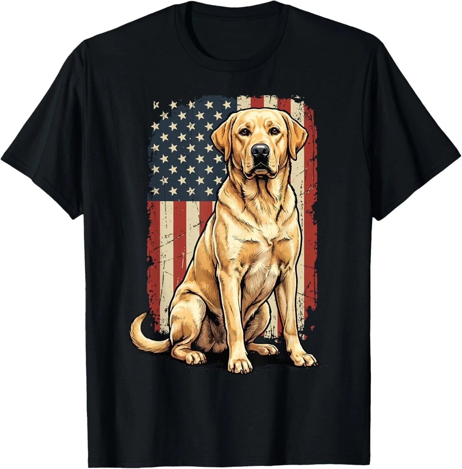 Yellow Labrador Retriever USA Flag Patriotic Lab Dog - Adult & Kids T-Shirts, Sweatshirts & Hoodies apparel design preview 1