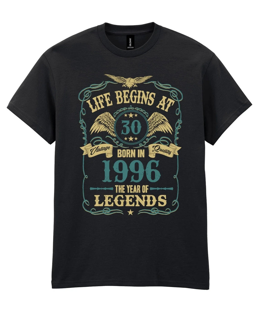 Life Begins at 30 Mens Funny Born In 1996 30th - Adult & Kids T-Shirts, Sweatshirts & Hoodies apparel design preview 1