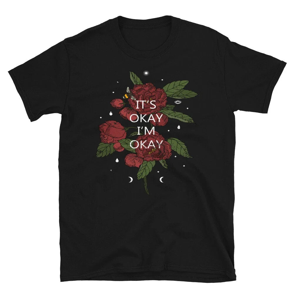 It's OK I'm Red Roses Modern Fashion Art - Adult & Kids T-Shirts, Sweatshirts & Hoodies apparel design preview 1