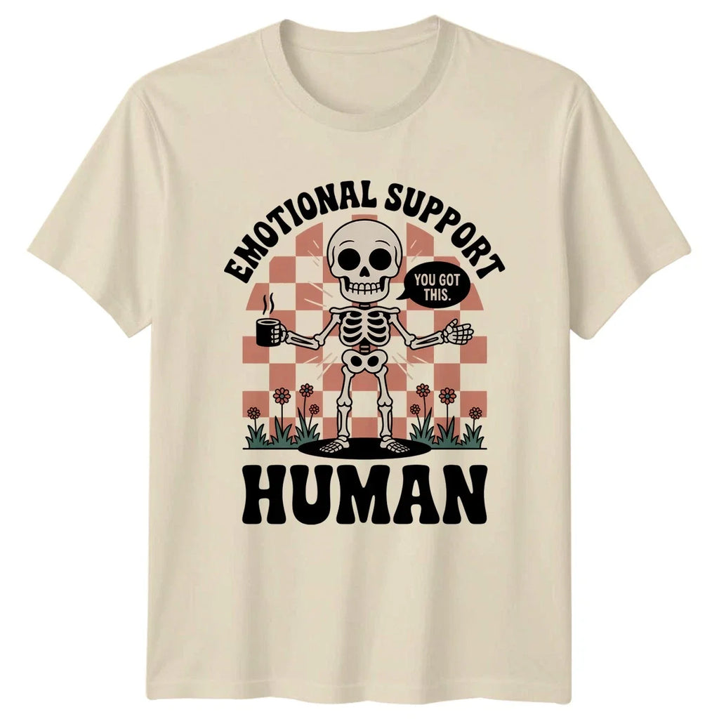 Funny Emotional Support Human Skeleton Aesthetic - Adult & Kids T-Shirts, Sweatshirts & Hoodies apparel design preview 1