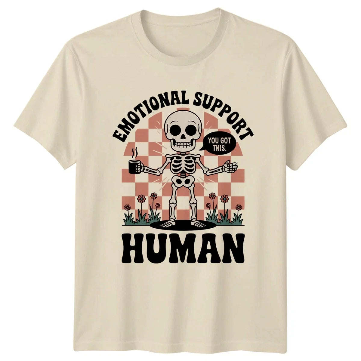 Funny Emotional Support Human Skeleton Aesthetic - Adult & Kids T-Shirts, Sweatshirts & Hoodies apparel design preview 1