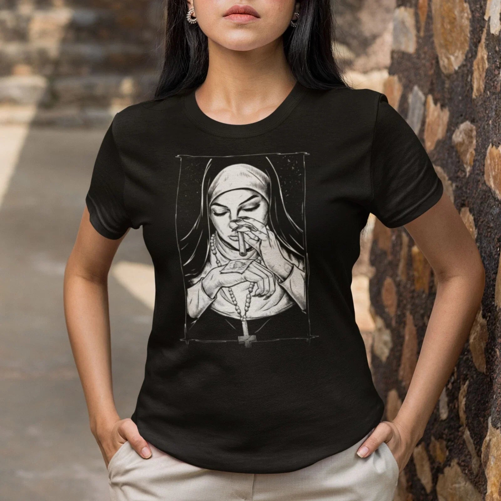 Unholy Gangsta Nun Printed Dark Style Design Bad - Adult & Kids T-Shirts, Sweatshirts & Hoodies apparel design preview 1