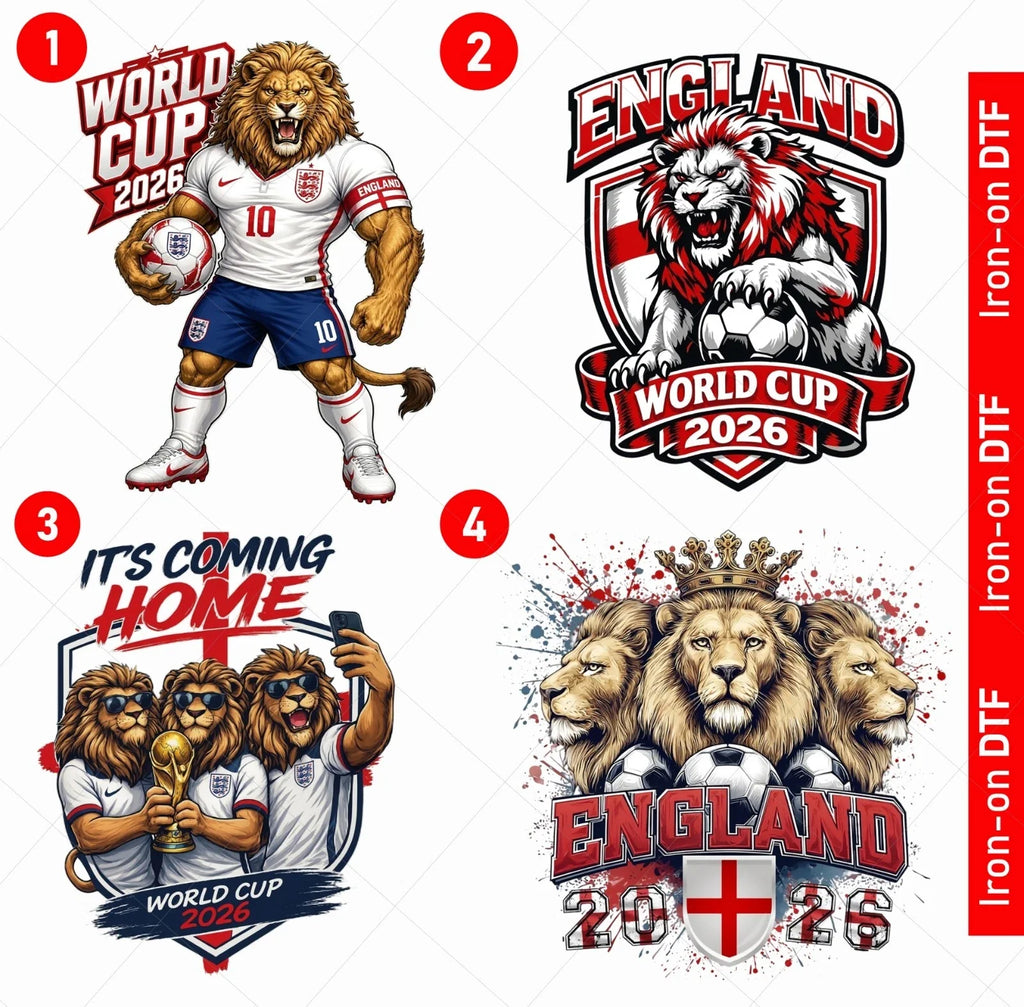 ENGLAND World Cup Football DTF Iron On Heat Transfer - Adult & Kids T-Shirts, Sweatshirts & Hoodies apparel design preview 1