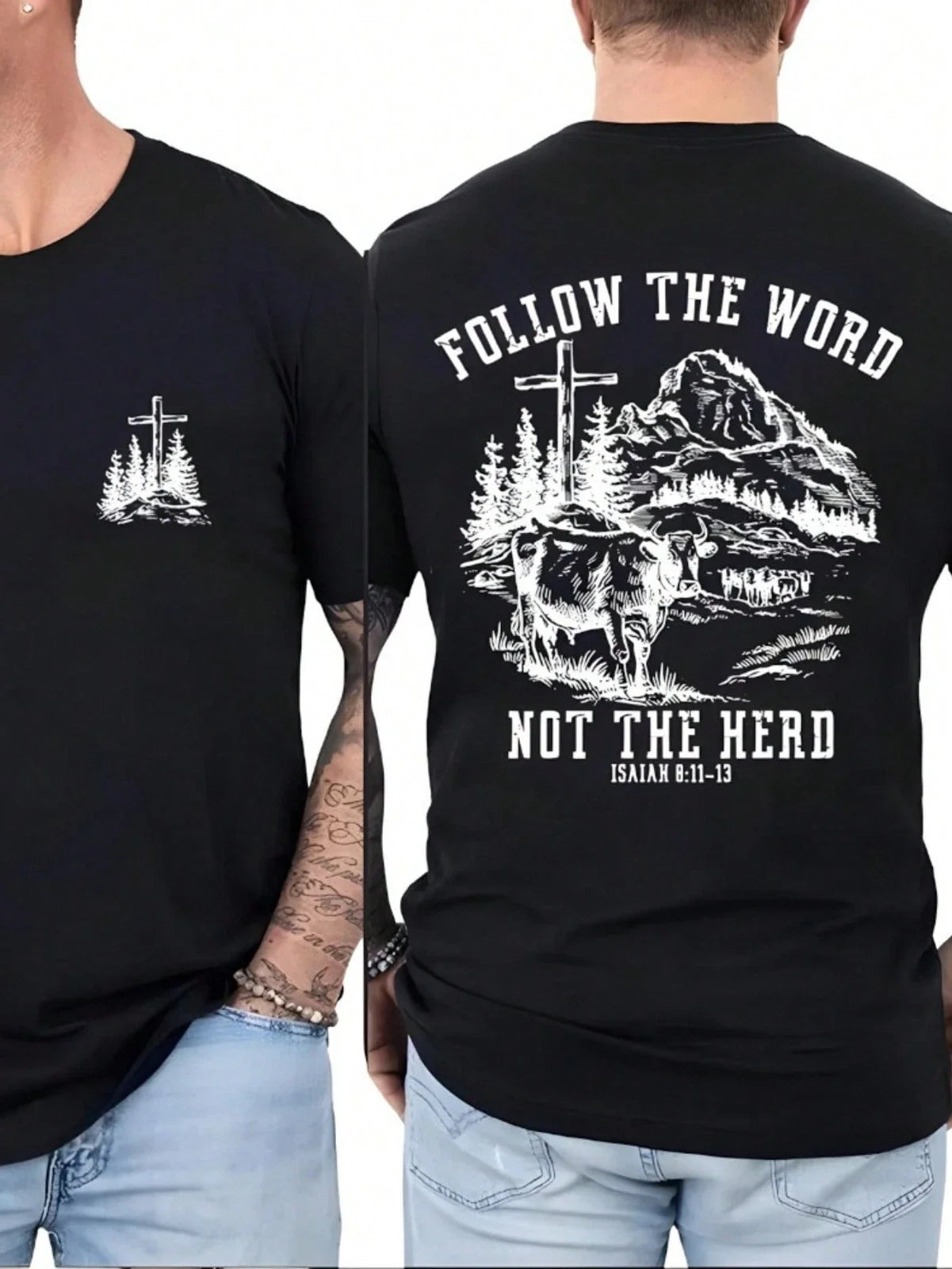 Men's Faith Follow The Word Not Herd Double-Sided - Adult & Kids T-Shirts, Sweatshirts & Hoodies apparel design preview 1