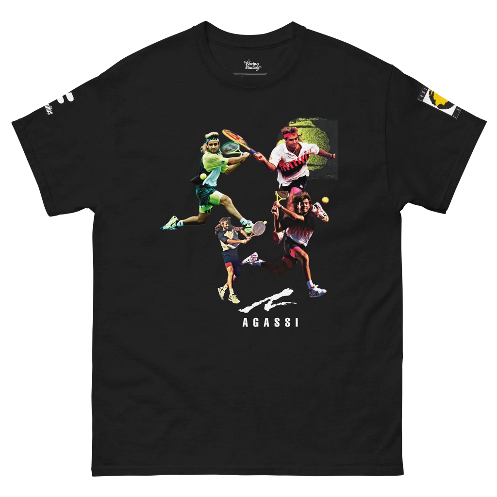 AGASSI COURT Challenge (Black) - Adult & Kids T-Shirts, Sweatshirts & Hoodies apparel design preview 1