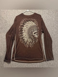 Affliction Thermal Mens XL brown Indian Skull Grunge - Adult & Kids T-Shirts, Sweatshirts & Hoodies apparel design preview 1