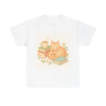 Cozy Scene Of A Cat Curled Up With Books And Coffee - Adult & Kids T-Shirts, Sweatshirts & Hoodies apparel design preview 1