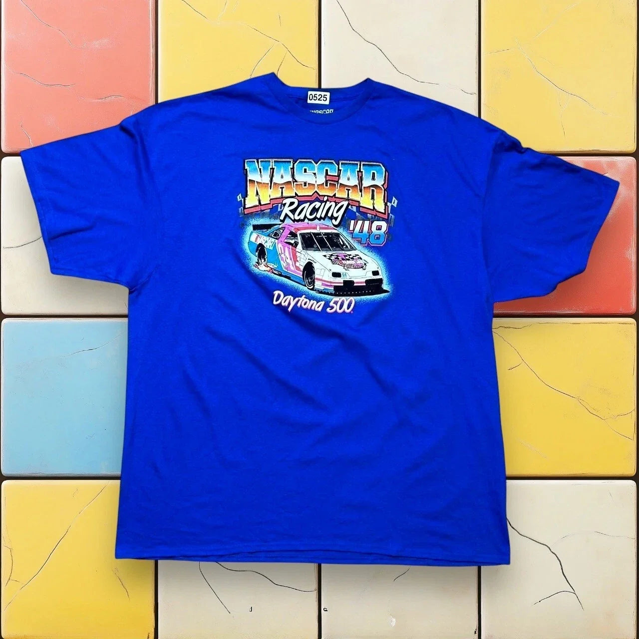 Vintage Y2K NASCAR Daytona 500 Racing Blue Race Car - Adult & Kids T-Shirts, Sweatshirts & Hoodies apparel design preview 1
