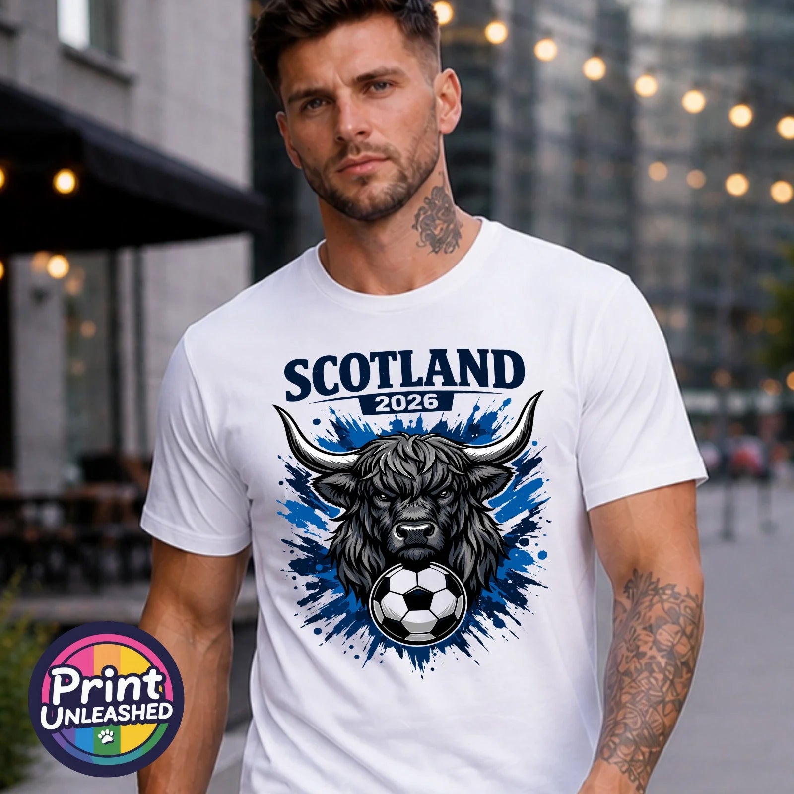 Scotland 2026 World Cup Highland Cow Unisex Football - Adult & Kids T-Shirts, Sweatshirts & Hoodies apparel design preview 1