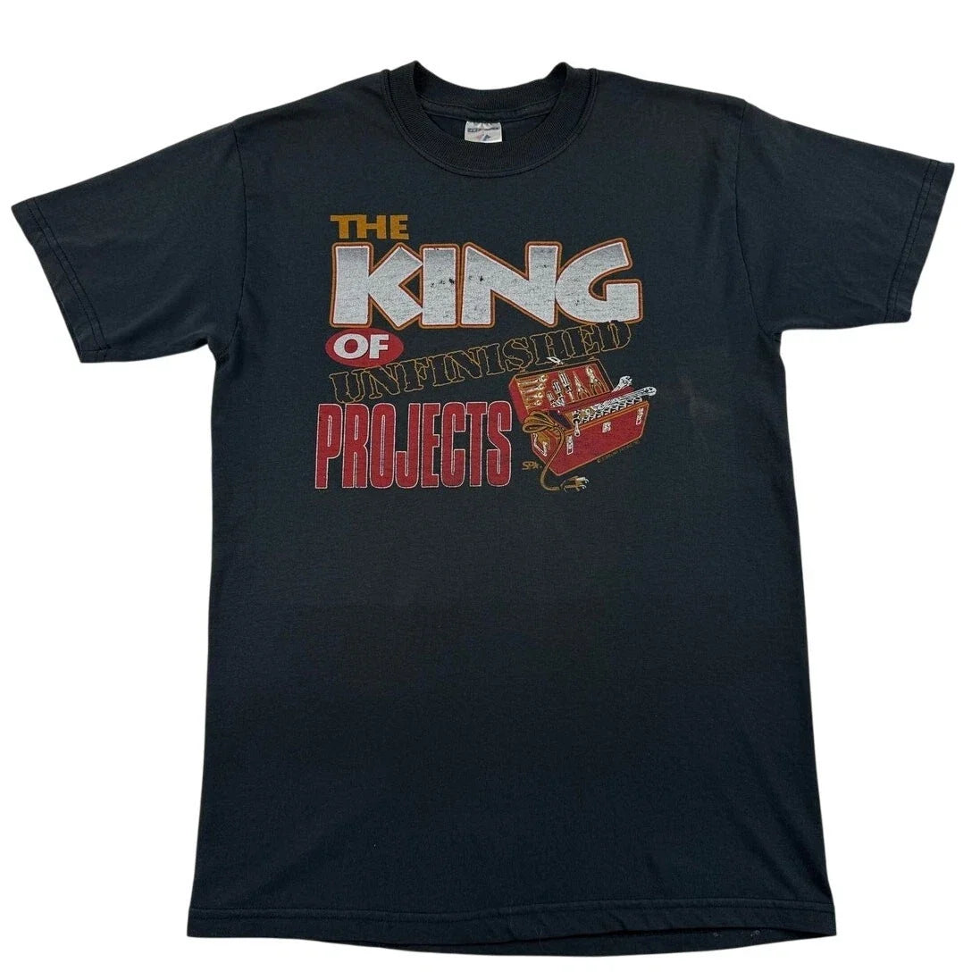 Vintage "The King of Unfinished Projects" Dad Husband - Adult & Kids T-Shirts, Sweatshirts & Hoodies apparel design preview 1