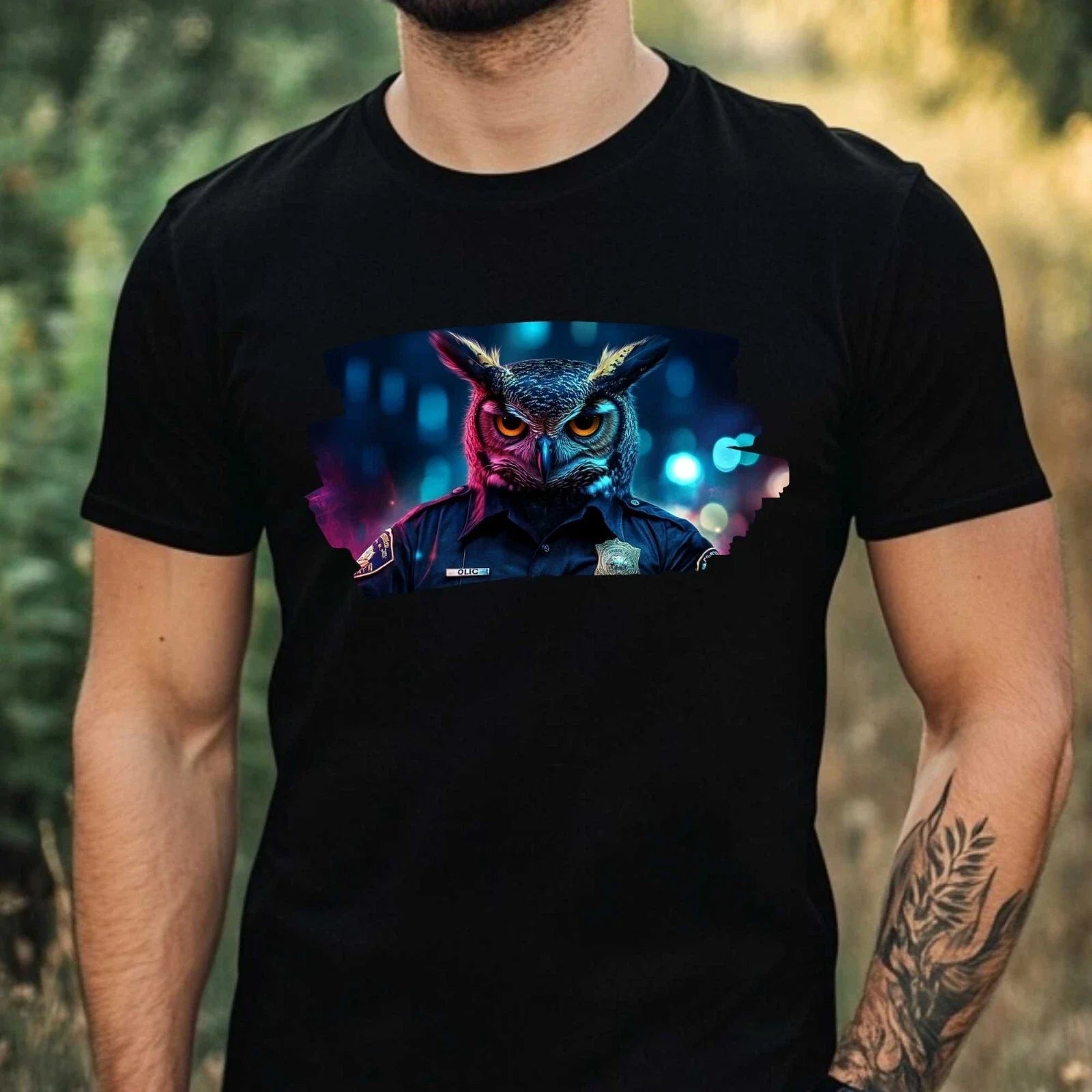 Mens Owl as Policeman Motif Cotton Size XS to 5XL - Adult & Kids T-Shirts, Sweatshirts & Hoodies apparel design preview 1