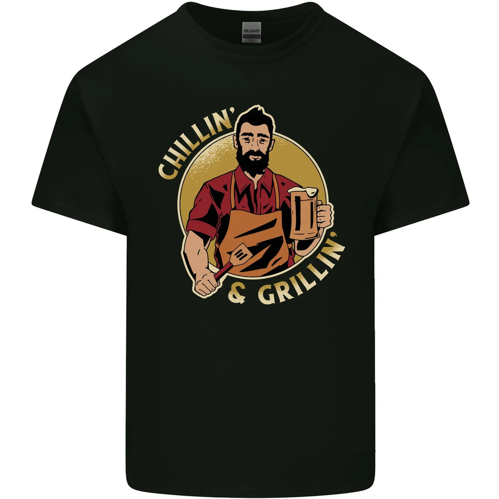 Chillin Grillin Funny BBQ Beer Camping Mens Light - Adult & Kids T-Shirts, Sweatshirts & Hoodies apparel design preview 1