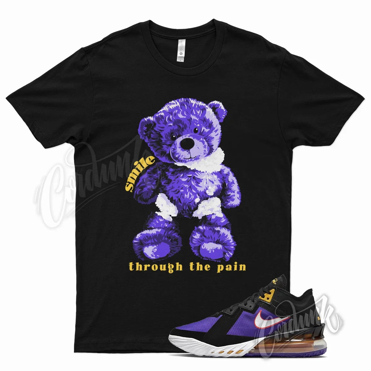 Black SMILE for Lebron 18 Low Fierce Purple Racer - Adult & Kids T-Shirts, Sweatshirts & Hoodies apparel design preview 1