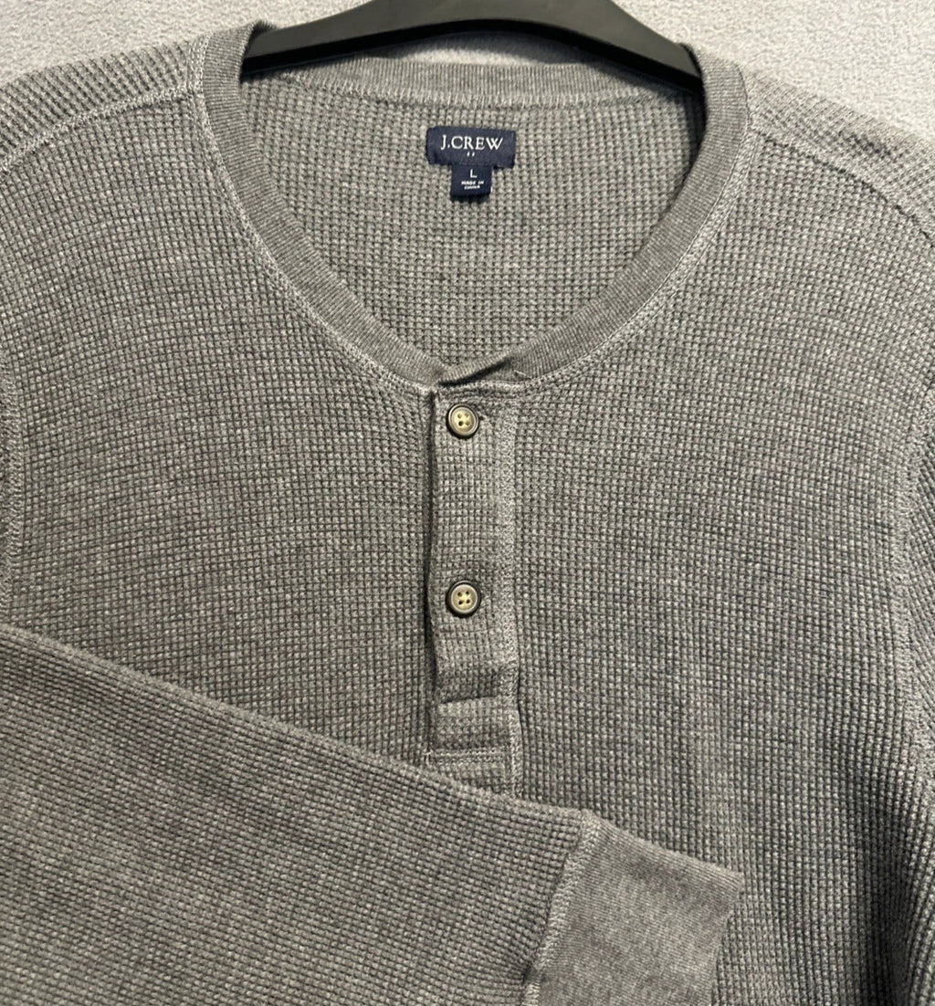 J. Crew Waffle Knit Thermal Henley Mens L Gray Casual - Adult & Kids T-Shirts, Sweatshirts & Hoodies apparel design preview 1