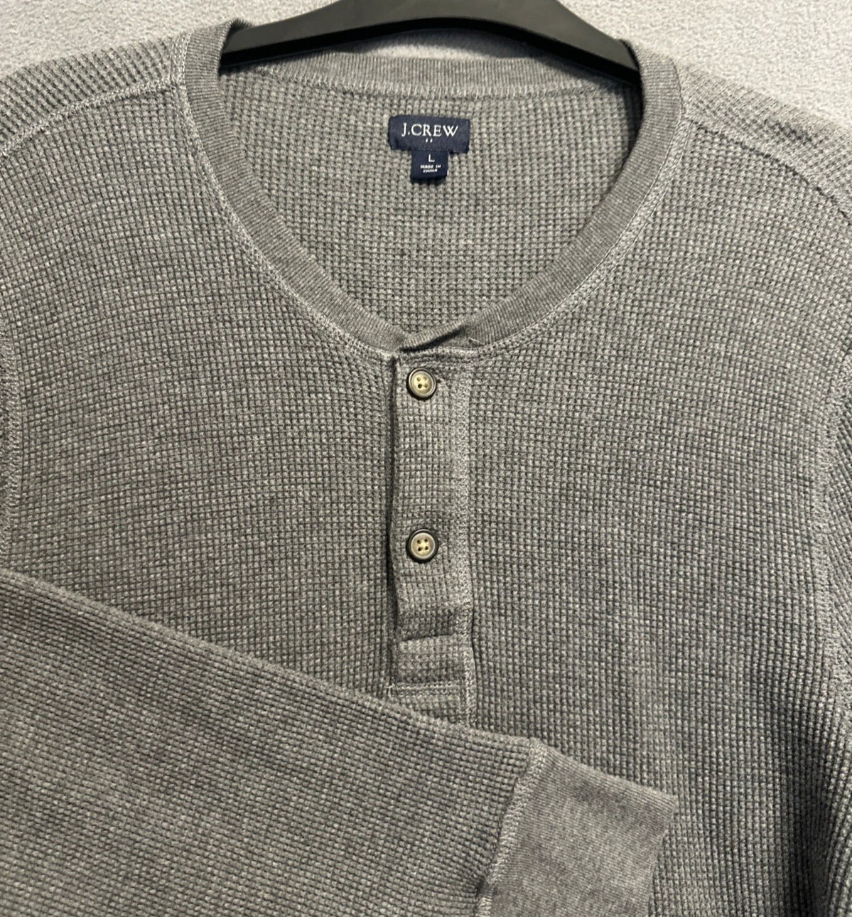 J. Crew Waffle Knit Thermal Henley Mens L Gray Casual - Adult & Kids T-Shirts, Sweatshirts & Hoodies apparel design preview 1