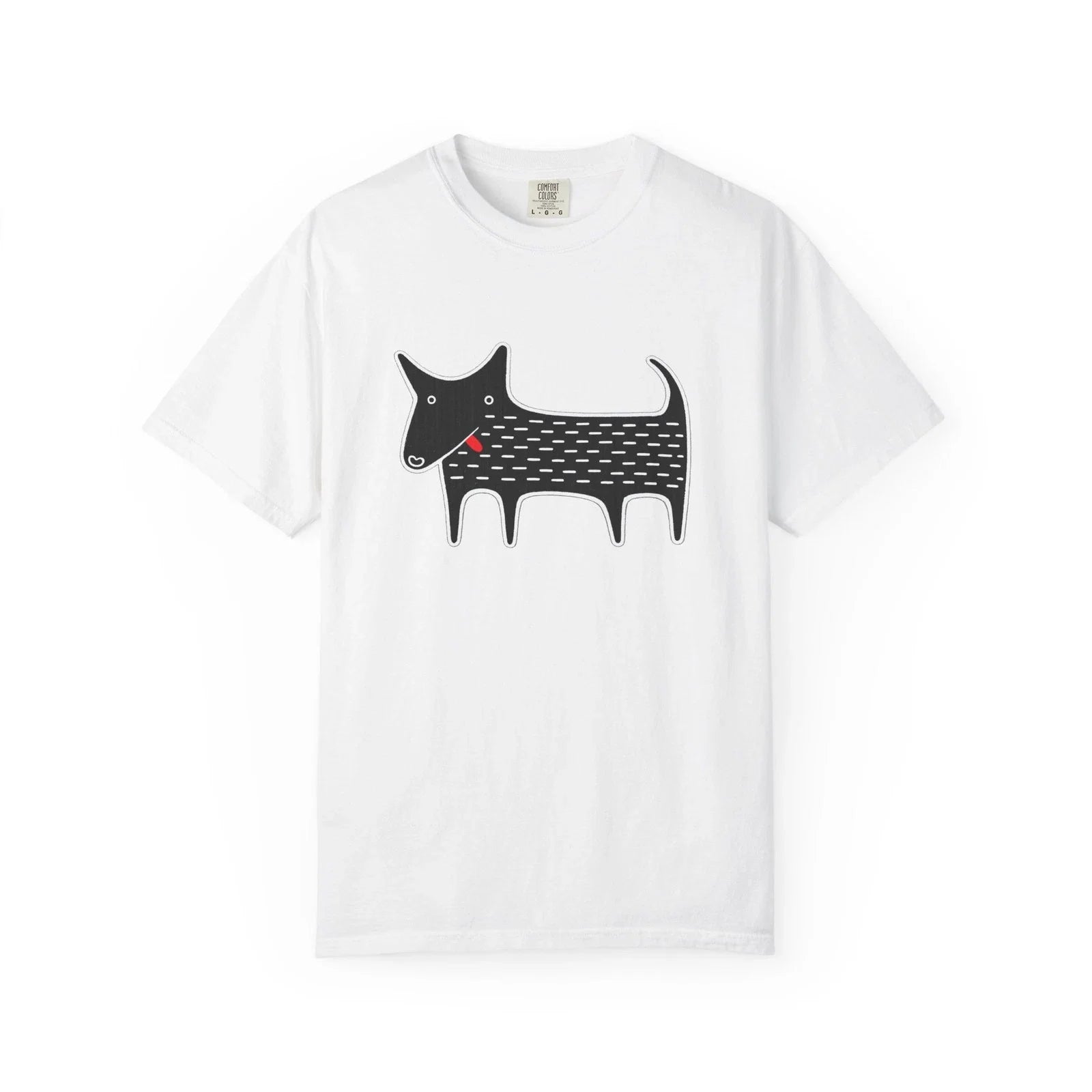 Dog I Kawaii Black Folk Art Minimalist Cartoon Pup - Adult & Kids T-Shirts, Sweatshirts & Hoodies apparel design preview 1