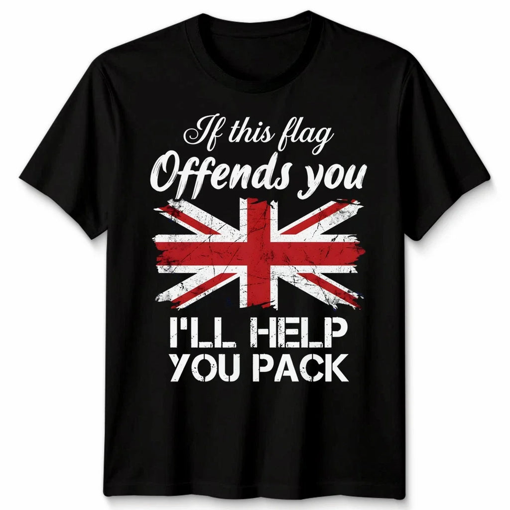 If This Flag Offends You I'll Help Pack UK Union Jack - Adult & Kids T-Shirts, Sweatshirts & Hoodies apparel design preview 1