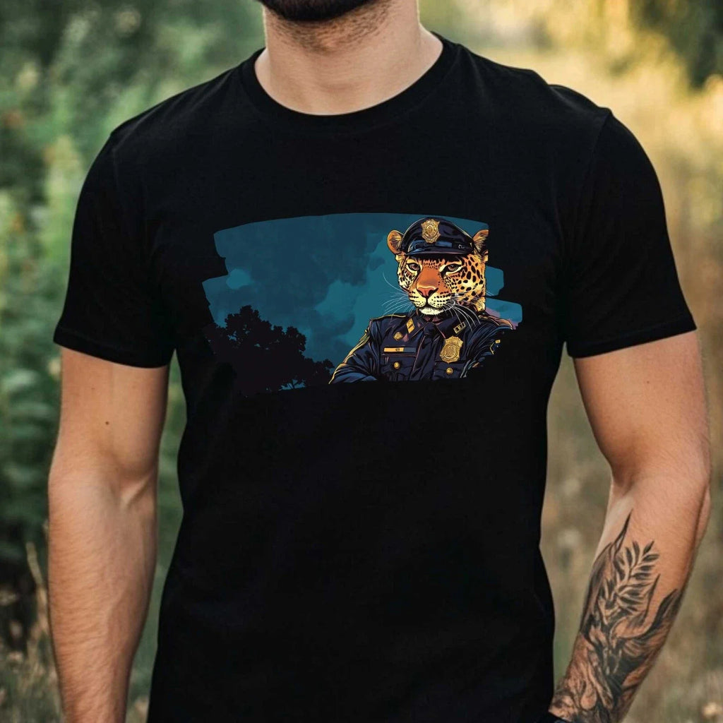 Mens Leopard Policeman Print Cotton Size XS to 5XL - Adult & Kids T-Shirts, Sweatshirts & Hoodies apparel design preview 1