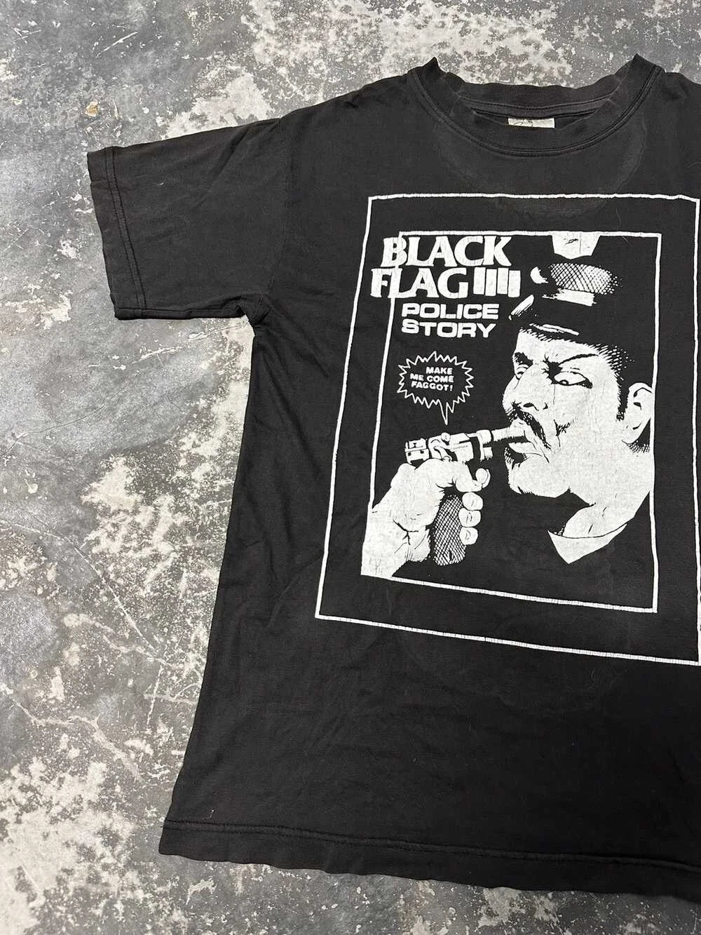 Vintage Black Flag Police Story Punk Band Cotton - Adult & Kids T-Shirts, Sweatshirts & Hoodies apparel design preview 1