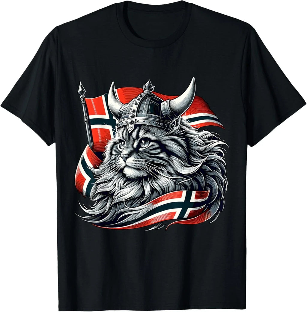 Norwegian Cat Viking Norway Flag Gift - Adult & Kids T-Shirts, Sweatshirts & Hoodies apparel design preview 1