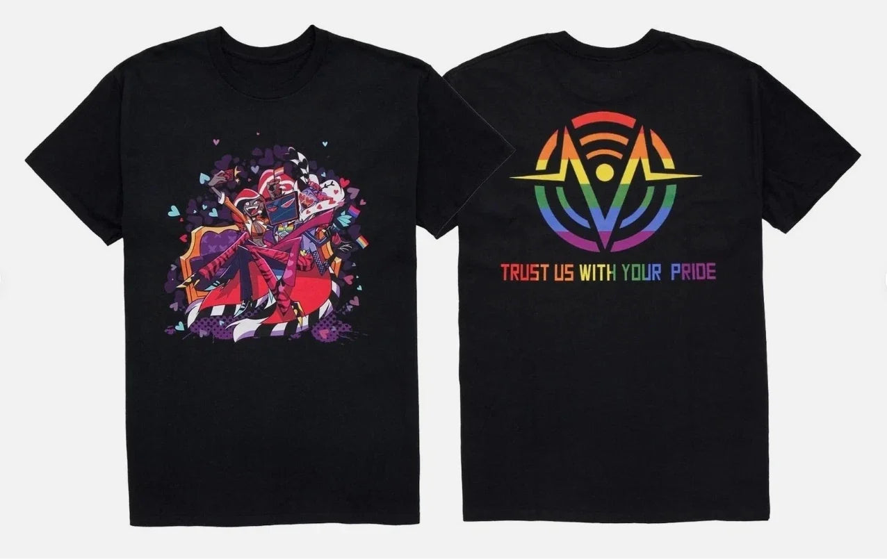 Hot!! Hazbin Hotel The Vees Pride Double-Sided Size - Adult & Kids T-Shirts, Sweatshirts & Hoodies apparel design preview 1