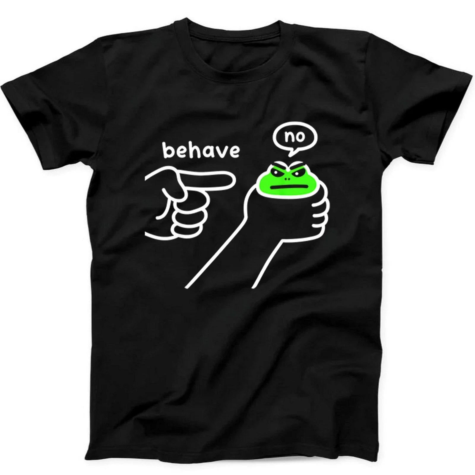 Behave No Funny Dishonest Frog Cartoon Sarcastic 536 - Adult & Kids T-Shirts, Sweatshirts & Hoodies apparel design preview 1