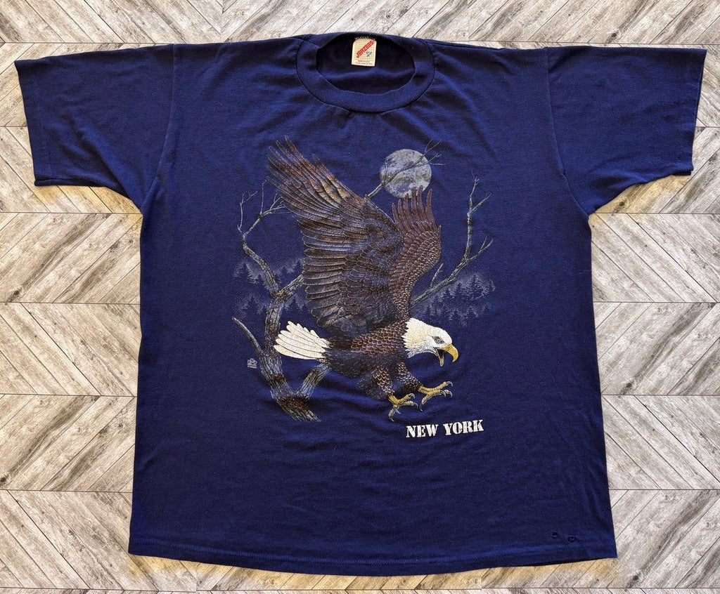VTG New York Mens XL Blue USA Bald Eagle Moon - Adult & Kids T-Shirts, Sweatshirts & Hoodies apparel design preview 1
