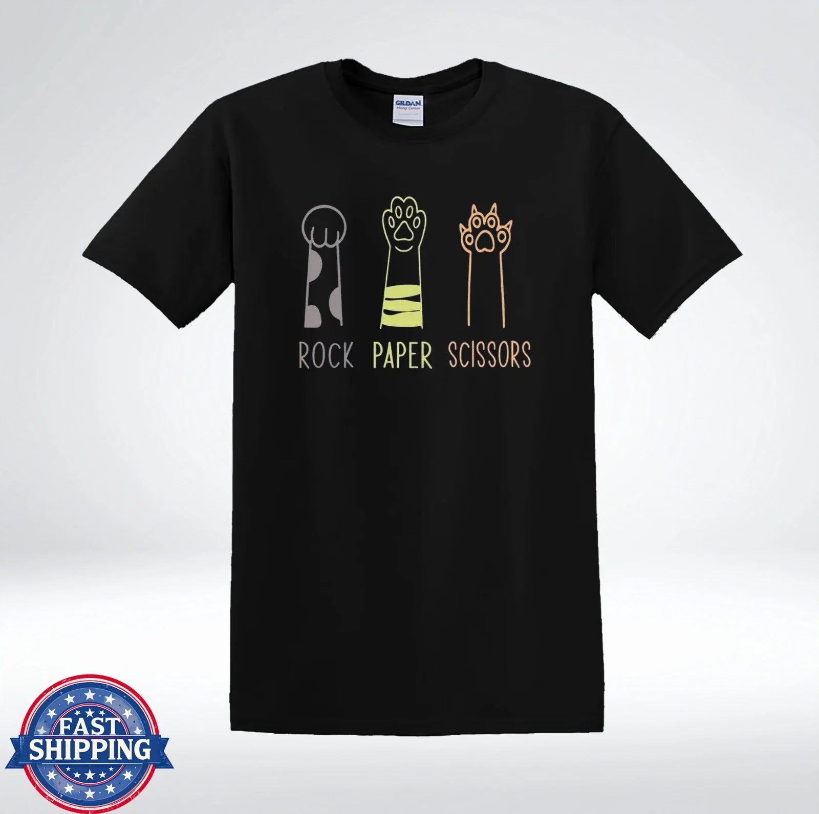 Cat Rock Paper Scissors Cute Paw Funny Graphic - Adult & Kids T-Shirts, Sweatshirts & Hoodies apparel design preview 1