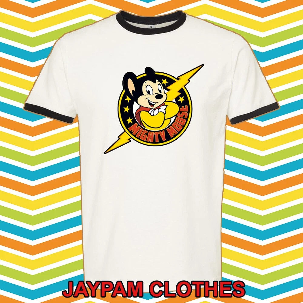 Mighty Mouse Men's Ringer Black Size S 3XL - Adult & Kids T-Shirts, Sweatshirts & Hoodies apparel design preview 1