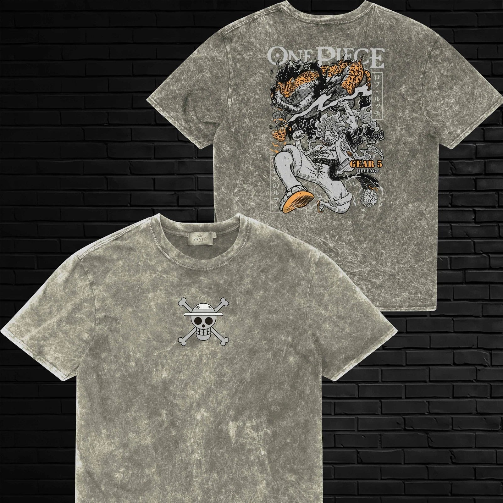 Monkey D Luffy Gear 5 Rob Lucci Acid Wash Graphic - Adult & Kids T-Shirts, Sweatshirts & Hoodies apparel design preview 1